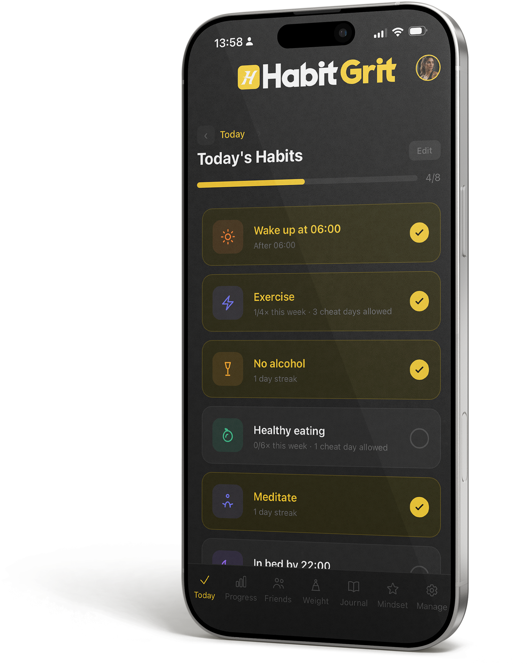 Habit Grit app habit overview